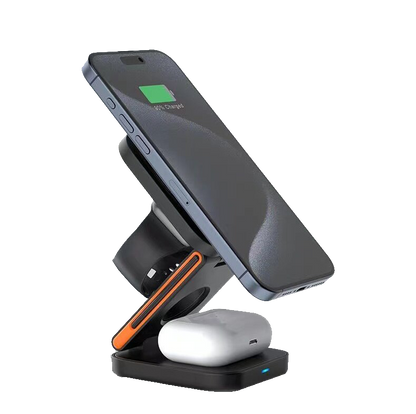 Magnetic Charger Mini: Foldable 3-in-1 Wireless Charger 15W BLACK