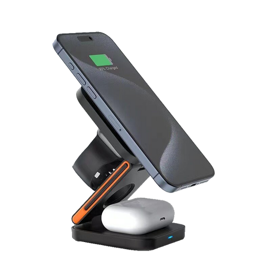 Magnetic Charger Mini: Foldable 3-in-1 Wireless Charger 15W BLACK