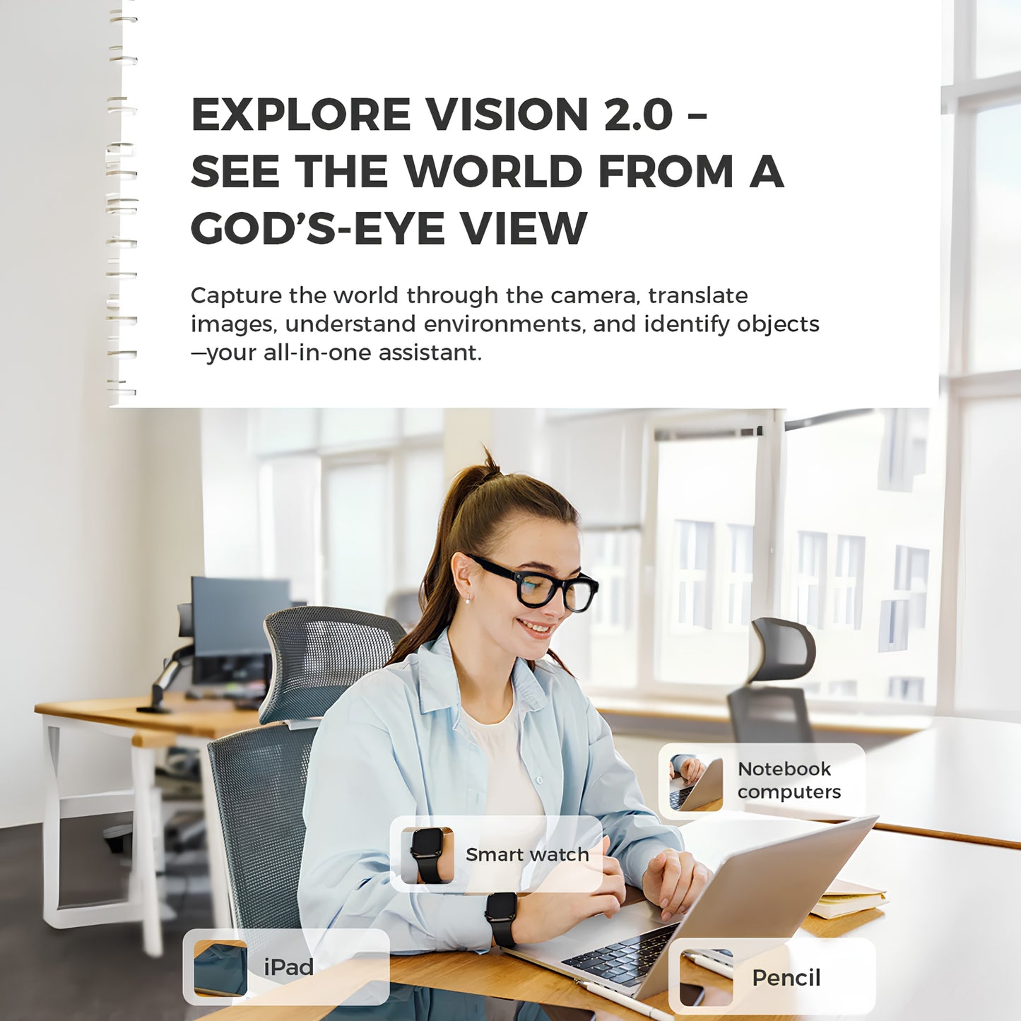 VUEX: AI Smart Glasses with HD Camera, Hands-Free Calls, Translation, Music, Assistant and More