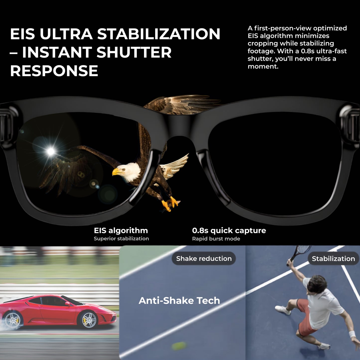 VUEX: AI Smart Glasses with HD Camera, Hands-Free Calls, Translation, Music, Assistant and More
