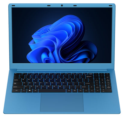 15.6” Azpen X1500 Light Blue Laptop – Windows 11, Intel Celeron, 128GB Storage, Microsoft 365 for Life, Soft Case Included