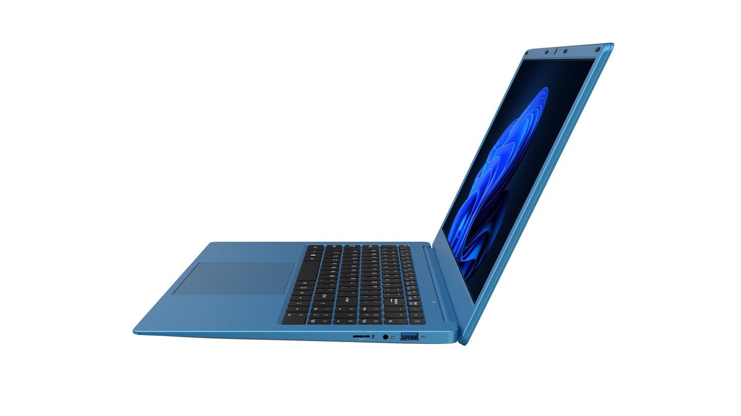 15.6” Azpen X1500 Light Blue Laptop – Windows 11, Intel Celeron, 128GB Storage, Microsoft 365 for Life, Soft Case Included
