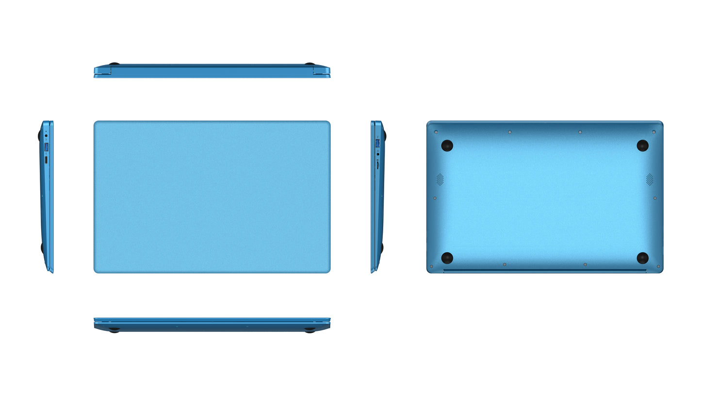 15.6” Azpen X1500 Light Blue Laptop – Windows 11, Intel Celeron, 128GB Storage, Microsoft 365 for Life, Soft Case Included